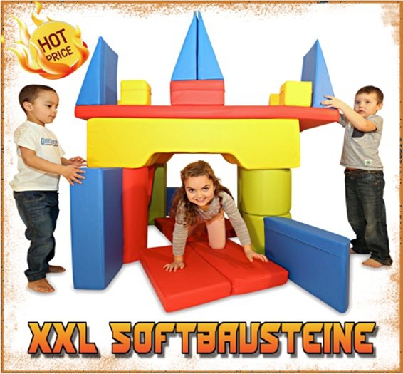 Mit den XXL Softbausteinen können Kinder ihrer Kreativität freien Lauf lassen und spielerisch ihre motorischen Fähigkeiten verbessern.