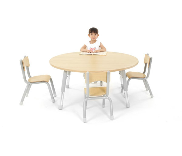 5-tlg. höhenverstellbare Tisch-Stuhlset Rundtisch Ø 120 cm + 4 Stühle