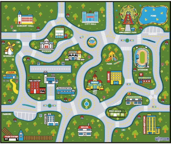 Spielteppich Stadtplan 240 x 200 cm